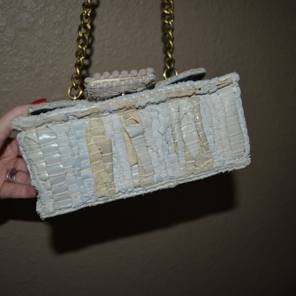 $430 Kooreloo Gray Embroidered Detail Chain Strap Shoulder Crossbody Han… - Picture 5 of 9